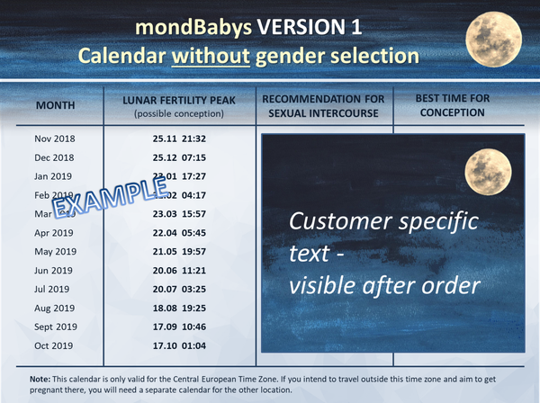 Lunar Fertility Calendar with Gender Selection